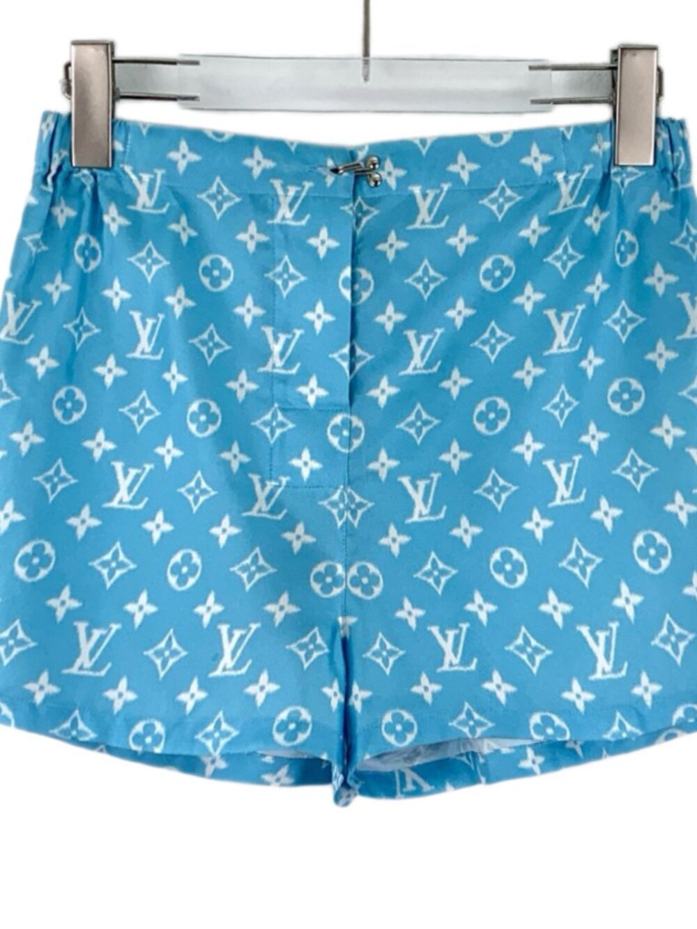 X32295 Louis Vuitton blue logo old flower silk shorts 36 S size 99 new with tag